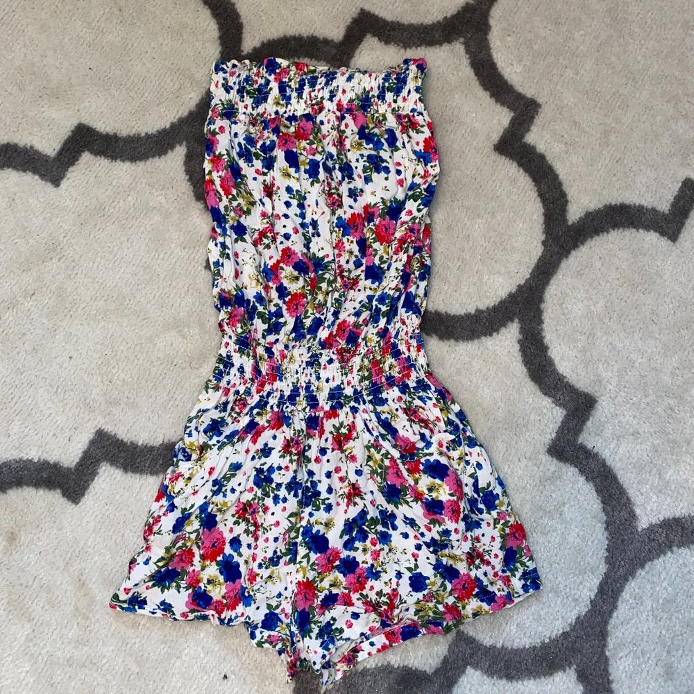 Strapless Floral Romper